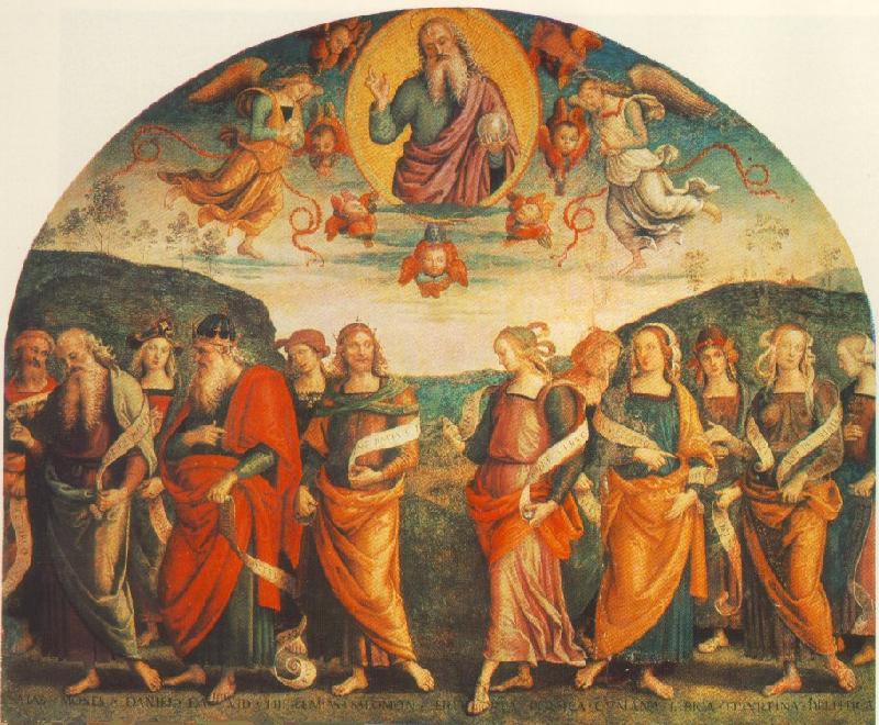 PERUGINO, Pietro The Almighty with Prophets and Sybils oil painting image
